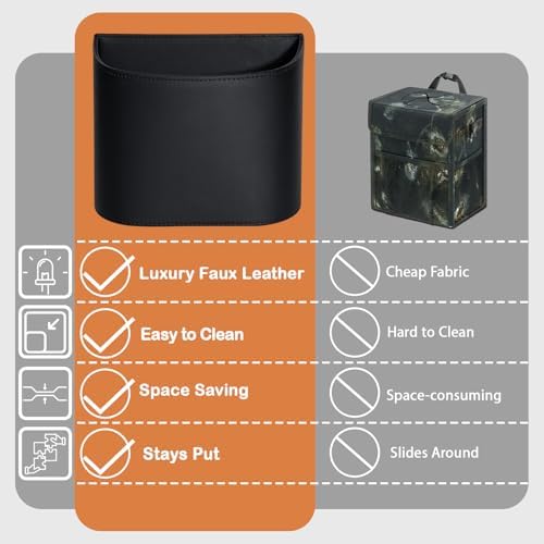 Leather Car Trash Can, Leakproof Car Garbage Can, Secure Hook & 60 Liners - Image 3