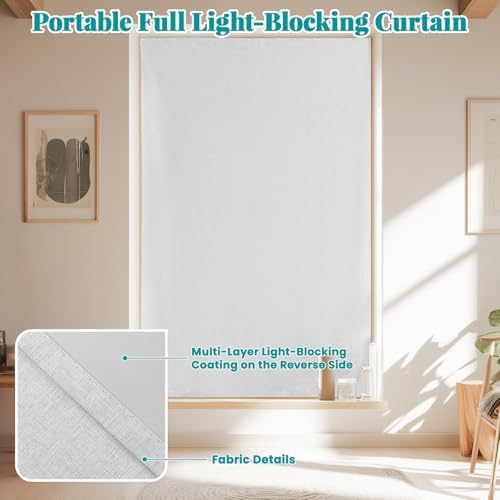 100% Blackout Curtains for Bedroom Stick On Curtains Window Shades Pull Down - Image 6