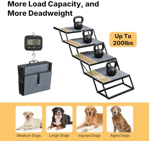Veehoo Foldable Dog Steps for Car SUV, Large Dogs Car Stairs Extra Wide 20" - Image 4