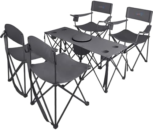 Colorsoul 5 Pcs Camping Chair Set w/Table, Outdoor Folding Chairs by Colorsoul