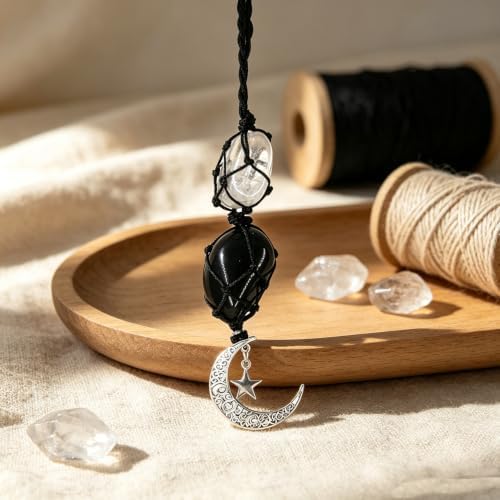 Crystals Obsidian Crystal Stone Cute Boho Car Mirror Hanging Accessories - Image 7