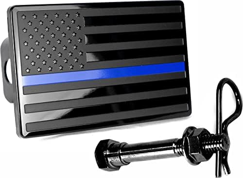 5"x3" American Black Flag Metal Hitch Cover by AutoAccessores