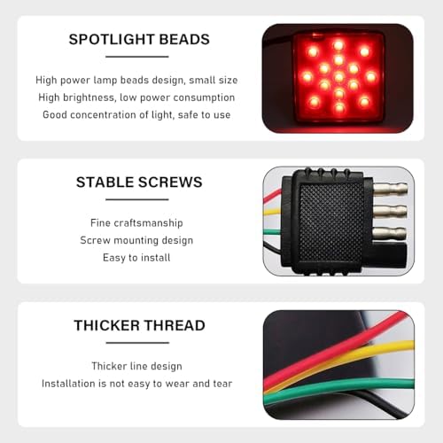 KVAEY 15 LED Brake Light Trailer Hitch Cover, Super Bright Brake Driving Lamp - Image 3