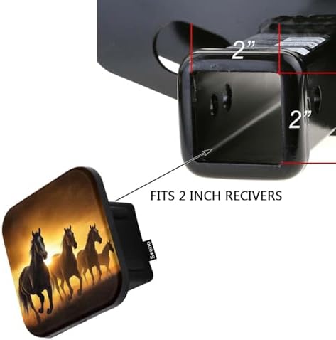 Swono Horses Car Rear Hitch Covers Running Horses Red Glowing Clouds Sunset - Image 3