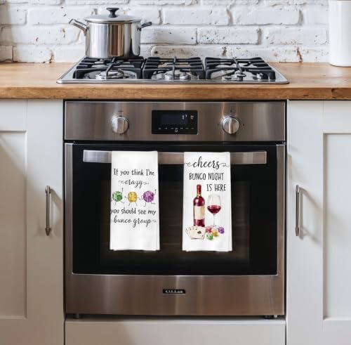 Bunco Wine Gifts Kitchen Towels 16x24 Inch Set of 2 - Image 3