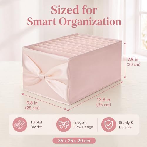 Gerrii 2 Pcs Pink Bow Storage Bins, 13.8" x 9.8" x 7.9" - Image 3