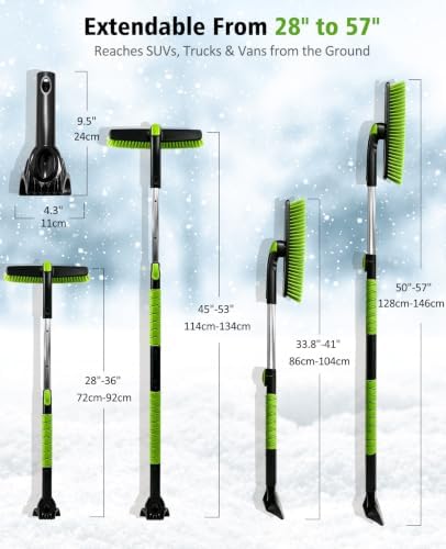 YeewayVeh 57in Snow Brush & Ice Scraper 360° Rotating, Long Handle - Image 3