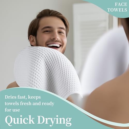 Microfiber Waffle Face Towels, 4 Pieces, Fast Drying, Lint Free 430 GSM - Image 5