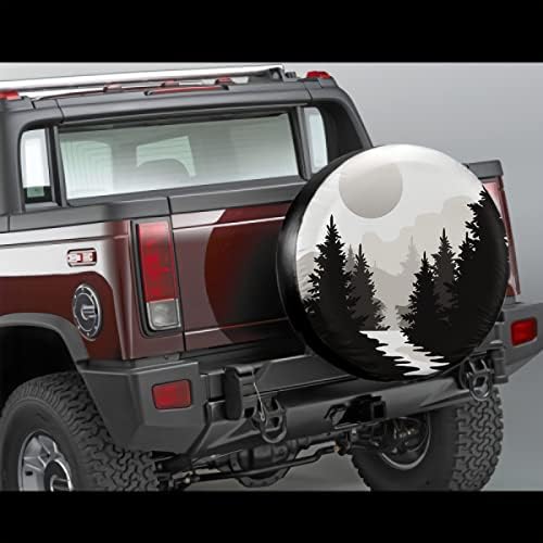 Abstract Moon Spare Tire Cover Mountain Tree Waterproof Dust-Proof Universal - Image 5