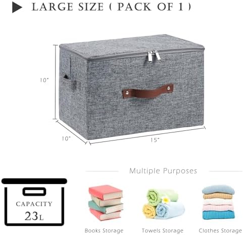Storage Bins with Zipper Lids Decorative Lidded Baskets Boxes - Image 3