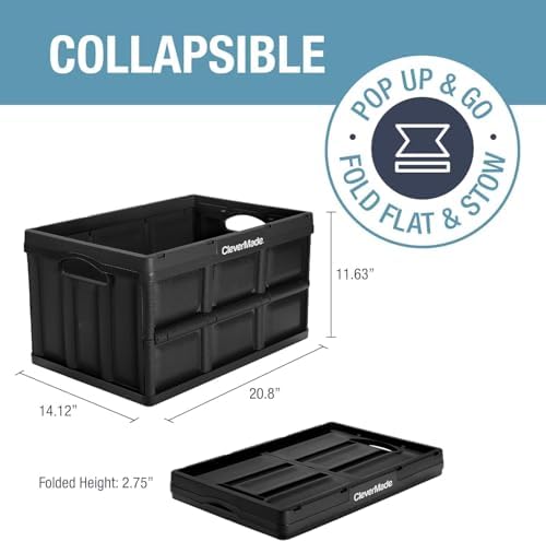 CleverMade Collapsible Storage Bins, 46L 3 Pack, 75 lb Stackable - Image 2