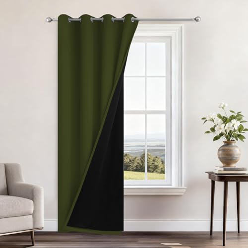 Yakamok Olive Green 100% Blackout Curtains 84 Inches Long 52" Wide 1 Panel by Yakamok