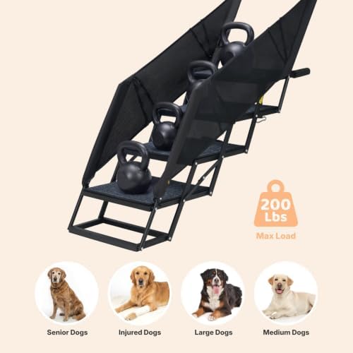 Veehoo Foldable Dog Steps for Car SUV, Large Dogs Stairs - Image 4