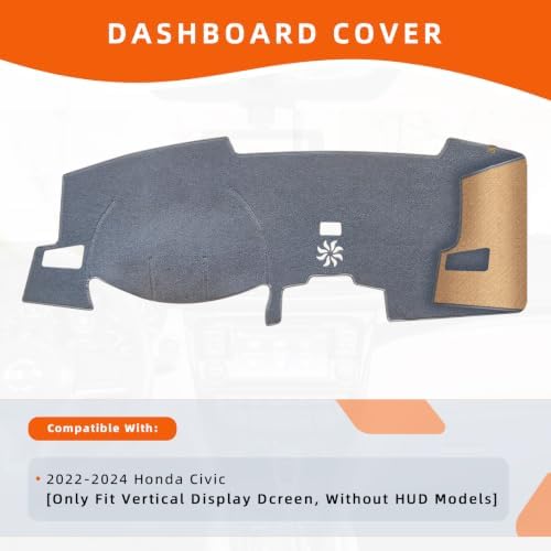 Dashboard Cover Dash Mat Fit for Ho-nda Civic 2022 2023 2024, Car Dash Board - Image 2