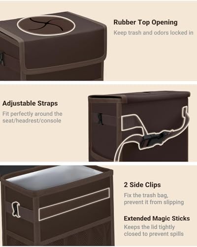 Capolo Car Trash Can with Lid, Leakproof Car Garbage Can Car Trash Bag - Image 3