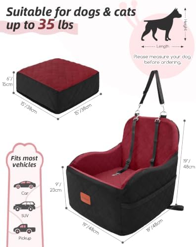 Lealchum Dog Booster Car Seat for Small/Medium Dogs, Puppy Portable Car Bed - Image 2