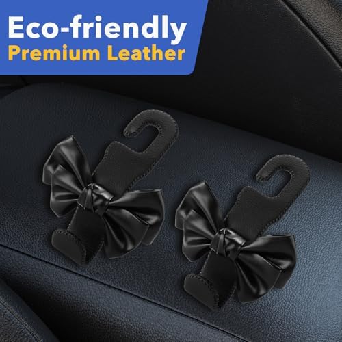 Car Seat Headrest Hooks, Leather Cute Bow Vehicle Hooks - Image 6