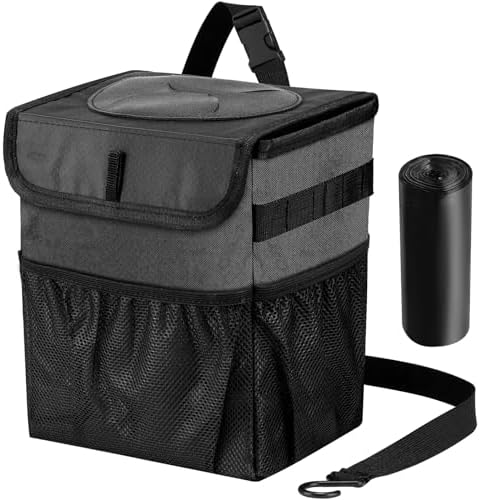 Car Trash Can Foldable Garbage Bin Leakproof 2.3 Gallons Car Trash Bag Black by GPUSFAK