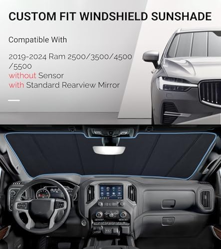 Pigenius Windshield Sunshade for Ram 2500/3500/4500/5500 2019-2024 Without - Image 2