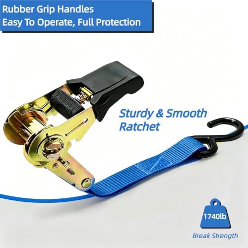 8PK Ratchet Tie Down Straps - 1in x 16feet - Image 2