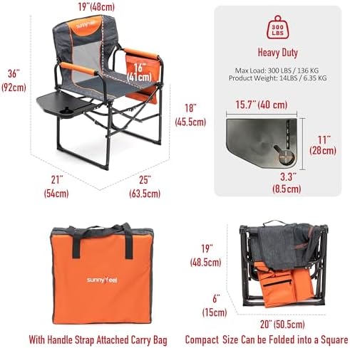 SUNNYFEEL Oversized Camping Chair Portable Directors Chairs - Image 3