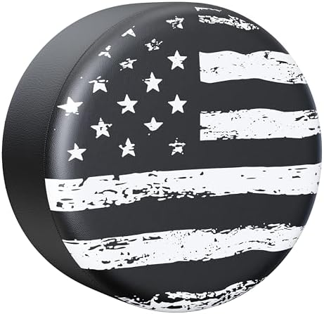 Moonet 18" American Flag Spare Tire Cover Black-White by Moonet