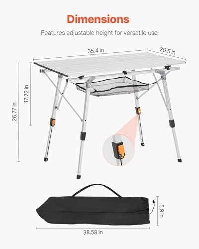 VEVOR Folding Camping Table, Portable Roll Up Side Tables, Lightweight Aluminum - Image 3