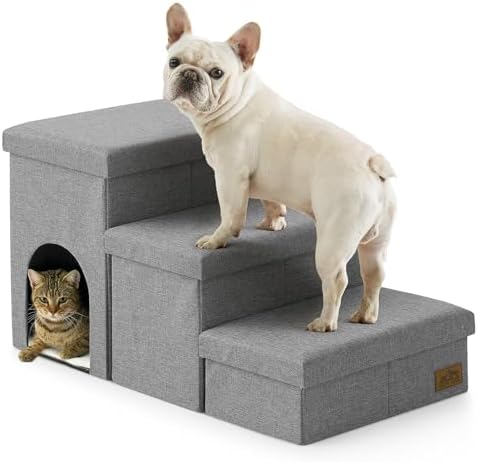 COZY KISS Dog Stairs with Storage, 17.7" H Dog Steps with Condo by COZYKISS