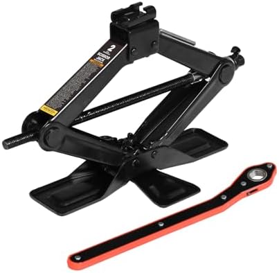 Big RED Wide Base Cross Car Scissor Jack: Steel Portable Quick Lift Tire Jacks by BIGRED