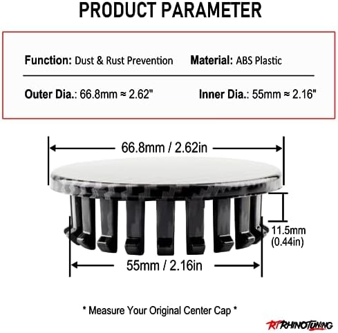 Set of 4 67mm/55mm Carbon Fiber Wheel Center Caps - Image 2