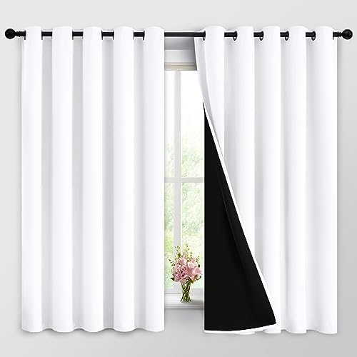Yakamok Pure White 100% Blackout Curtains 63 Inches Long 62" Wide 2 Panel by Yakamok