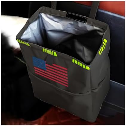 Fekey&JF Foldable Hanging Car Trash Can, Colorful Flag on Black by Fekey%26JF