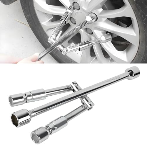 Folding Lug Wrench 4 Way, 14-Inch Foldable 4 Way Cross Lug Nut Removal Tool by Hbxdeco
