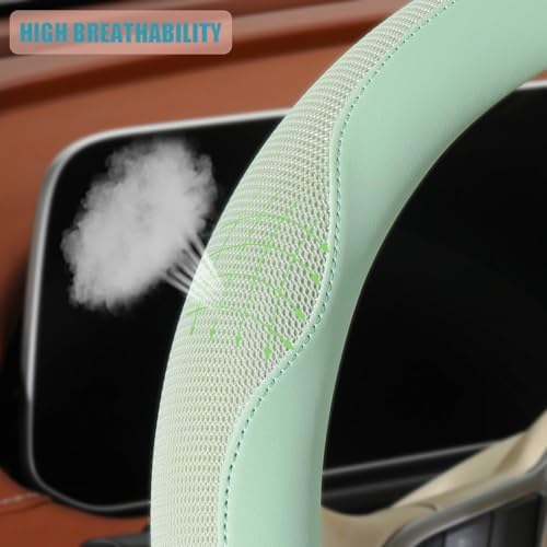 Nappa Leather Green Steering Wheel Cover Large 16 inch - Image 3