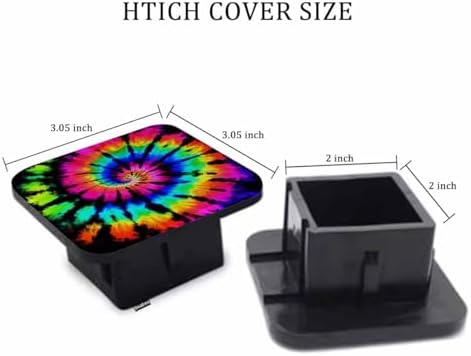 2" Receiver Hitch Cover Tie Dye, Rainbow Ink Rainbow Tie Dye Sturdy Rubber - Image 2