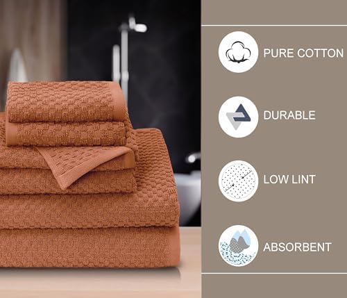 COTTON CRAFT Euro Spa Waffle Weave 6 Piece Towel Set - Image 6