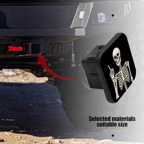 Trailer Hitch Cover, Skeleton Holding Up Finger On The Black Background Hitch - Image 6