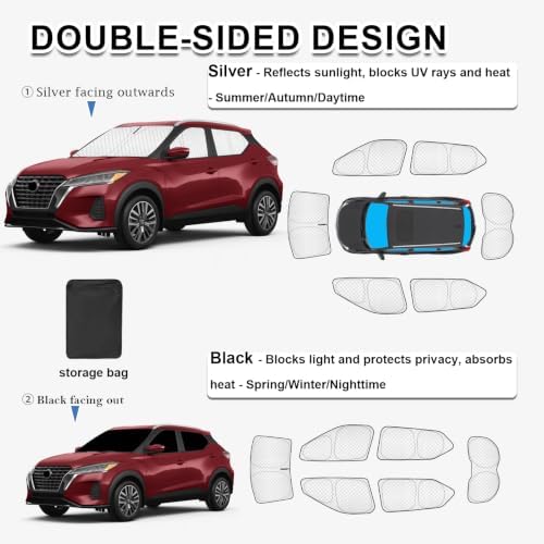 KMF 6pcs Thicken Sun Shades for Nissan Kicks 2018-2024 Accessories - Image 5