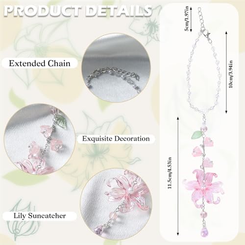 Lily Leaf Car Charm Pink Summer Waterlily Floral Suncatcher - Image 6