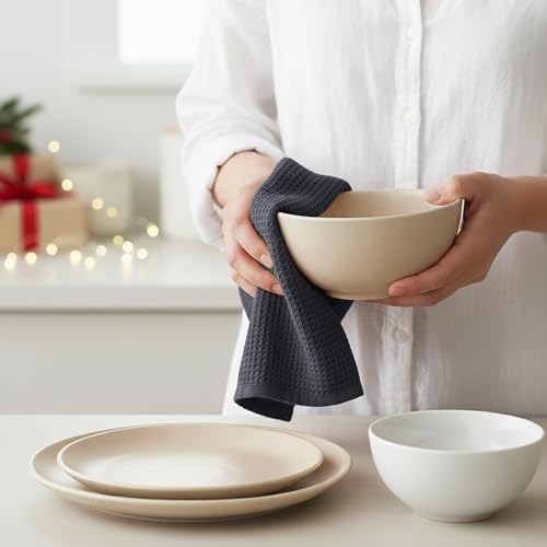 PurpleEssences Solid Kitchen Cloths, Dish Towel 15x25 Set of 4 - Image 4