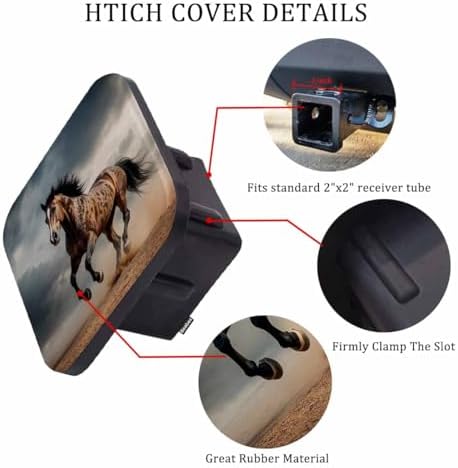 Hitch Receiver Cover Horse, Wild Stallion Horse in Sand Dust 2" Compatible - Image 3