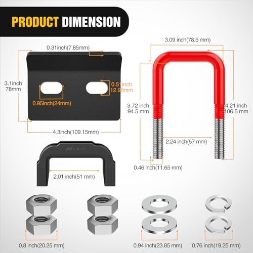 Nilight Trailer Hitch Tightener Anti-Rattle Red U-Bolt - Image 2