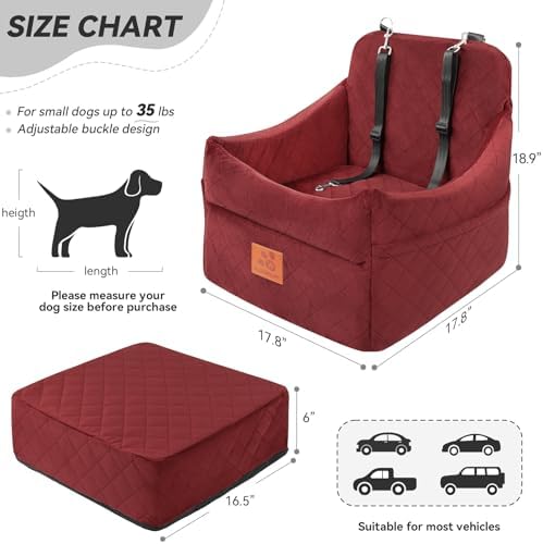 GL GLENSLAVE Dog Car Seat for Small/Medium Dogs&Cats, Thick Booster Car Seat - Image 3