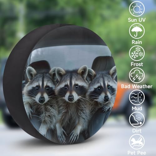 Rv Spare Tire Cover Wheel Funny Animal Raccoons Tire Covers Wheel Protectors - Image 3