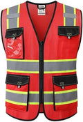 JKSafety Safety Vest for Men Women Hi Vis Reflective Vest JK220 Red M by JKSafety