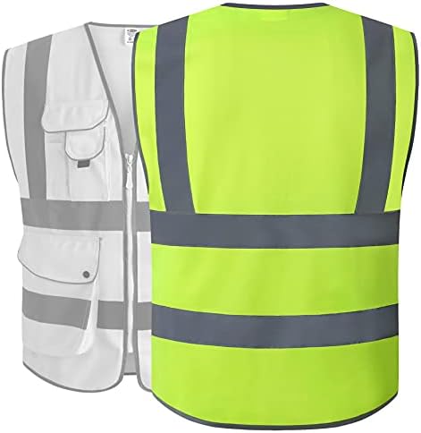 JKSafety 6 Pack Safety Vest for Men Women Reflective JK155 Yellow 2XL - Image 5