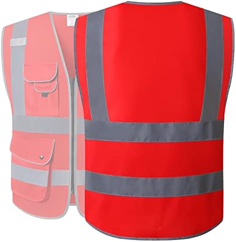 JKSafety Safety Vest for Men Women Reflective Hi Vis JK150 Red XXL - Image 2