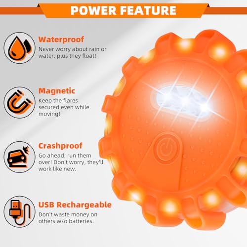 6 Pack USB Rechargeable LED Road Flares Emergency Lights - Image 4