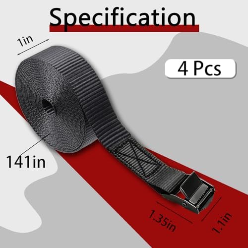 Lashing Straps with Buckles, 1 Inch × 12 Feet, Cargo Tie-Down Strap - Image 4