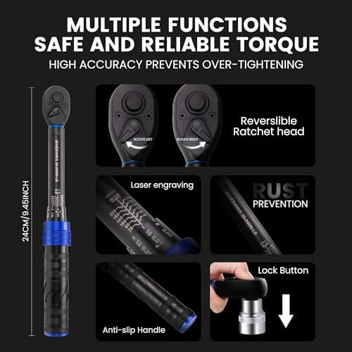 1/4-Inch Drive Click Torque Wrench, 20-240 in.-lb / 2.3-27.1 Nm, Adjustable - Image 6